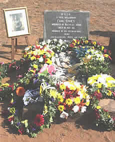 Wreaths laid in rememberance of Delville Wood on the grave of Evan Davies veteran Moth survivour of the Battle of Delville Wood